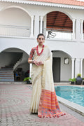 Jyoti Fashion Women's Off White Khadi Raw Silk Meena Weaving Patola Saree with Blouse - Distacart
