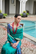 Jyoti Fashion Women's Firozi Khadi Raw Silk Meena Weaving Patola Saree with Blouse - Distacart