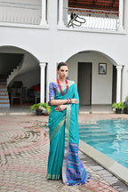 Jyoti Fashion Women's Firozi Khadi Raw Silk Meena Weaving Patola Saree with Blouse - Distacart