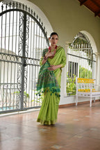Jyoti Fashion Women's Green Khadi Raw Silk Meena Weaving Patola Saree with Blouse - Distacart