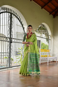 Jyoti Fashion Women's Green Khadi Raw Silk Meena Weaving Patola Saree with Blouse - Distacart