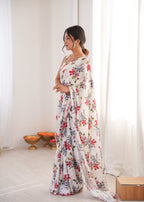 Jyoti Fashion Women's Multicolor Chinon Digital Printed Designer Saree with Blouse - Distacart