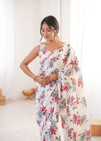 Jyoti Fashion Women's Multicolor Chinon Digital Printed Designer Saree with Blouse - Distacart