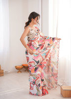 Jyoti Fashion Women's Multicolor Chinon Digital Printed Designer Saree with Blouse - Distacart