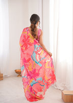 Jyoti Fashion Women's Multicolor Chinon Digital Printed Designer Saree with Blouse - Distacart