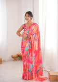 Jyoti Fashion Women's Multicolor Chinon Digital Printed Designer Saree with Blouse - Distacart