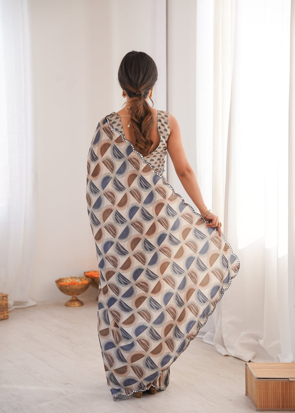 Jyoti Fashion Women's Multicolor Chinon Digital Printed Designer Saree with Blouse - Distacart