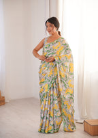 Jyoti Fashion Women's Multicolor Chinon Digital Printed Designer Saree with Blouse - Distacart