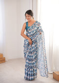 Jyoti Fashion Women's Multicolor Chinon Digital Printed Designer Saree with Blouse - Distacart
