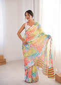 Jyoti Fashion Women's Multicolor Chinon Digital Printed Designer Saree with Blouse - Distacart