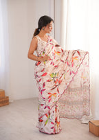 Jyoti Fashion Women's Multicolor Chinon Digital Printed Designer Saree with Blouse - Distacart