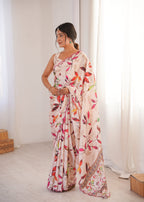 Jyoti Fashion Women's Multicolor Chinon Digital Printed Designer Saree with Blouse - Distacart