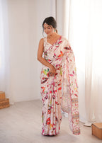 Jyoti Fashion Women's Multicolor Chinon Digital Printed Designer Saree with Blouse - Distacart