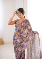 Jyoti Fashion Women's Multicolor Chinon Digital Printed Designer Saree with Blouse - Distacart
