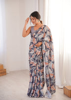 Jyoti Fashion Women's Multicolor Chinon Digital Printed Designer Saree with Blouse - Distacart