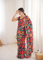 Jyoti Fashion Women's Multicolor Chinon Digital Printed Designer Saree with Blouse - Distacart