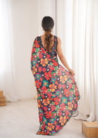 Jyoti Fashion Women's Multicolor Chinon Digital Printed Designer Saree with Blouse - Distacart