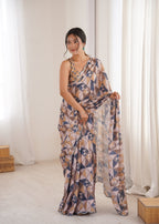 Jyoti Fashion Women's Multicolor Chinon Digital Printed Designer Saree with Blouse - Distacart