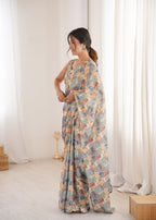 Jyoti Fashion Women's Multicolor Chinon Digital Printed Designer Saree with Blouse - Distacart