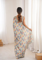 Jyoti Fashion Women's Multicolor Chinon Digital Printed Designer Saree with Blouse - Distacart