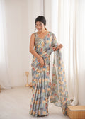 Jyoti Fashion Women's Multicolor Chinon Digital Printed Designer Saree with Blouse - Distacart