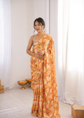 Jyoti Fashion Women's Multicolor Chinon Digital Printed Designer Saree with Blouse - Distacart