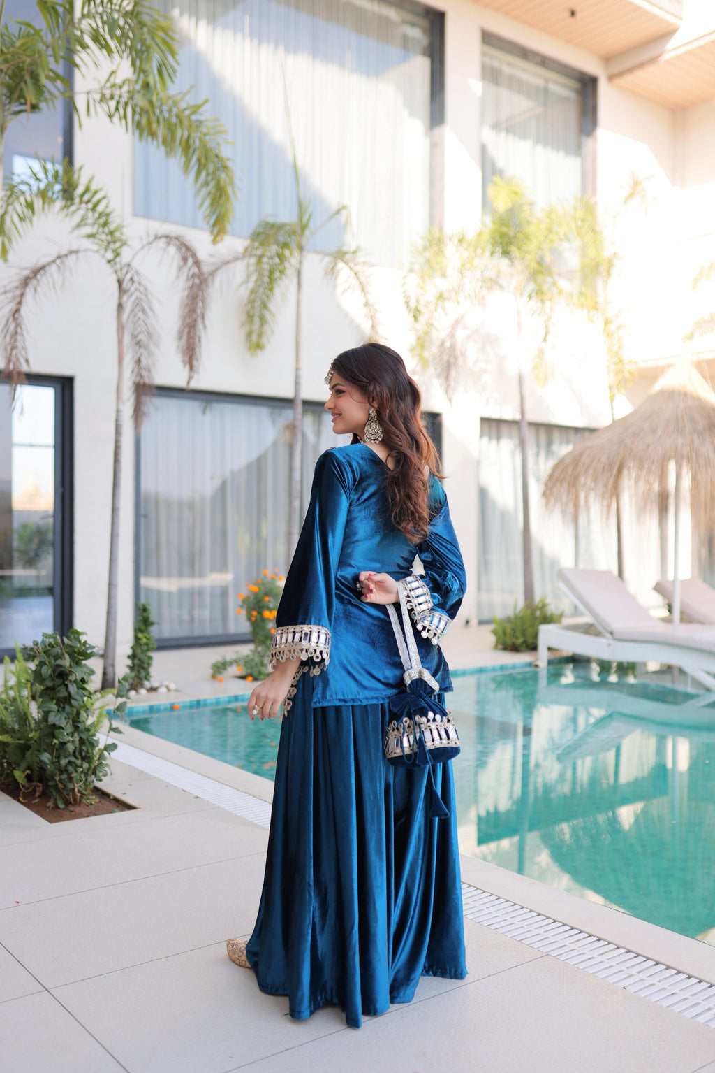 Jyoti Fashion Rama ICE Velvet Embroidered Designer Kurta Set with Batwa - Distacart