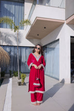 Jyoti Fashion Pink Velvet Embroidered Designer Kurta Set with Batwa - Distacart