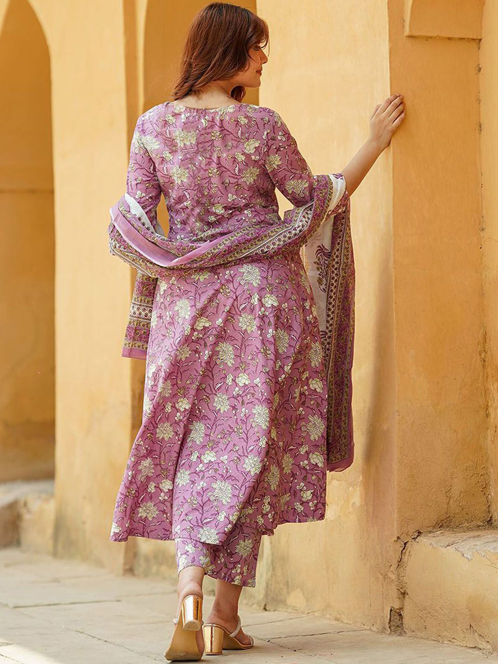 Jyoti Fashion Lavender Rayon Printed Designer Kurta Set With Dupatta - Distacart