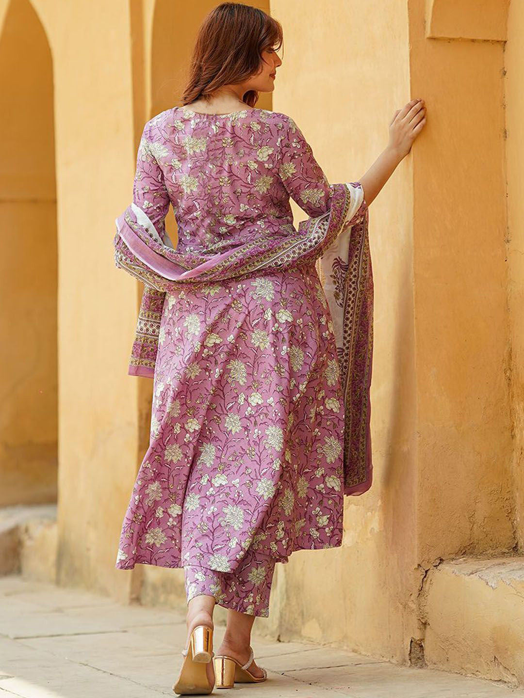 Jyoti Fashion Lavender Rayon Printed Designer Kurta Set With Dupatta - Distacart