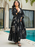 Jyoti Fashion Black Rayon Printed Designer Kurta Set With Dupatta - Distacart