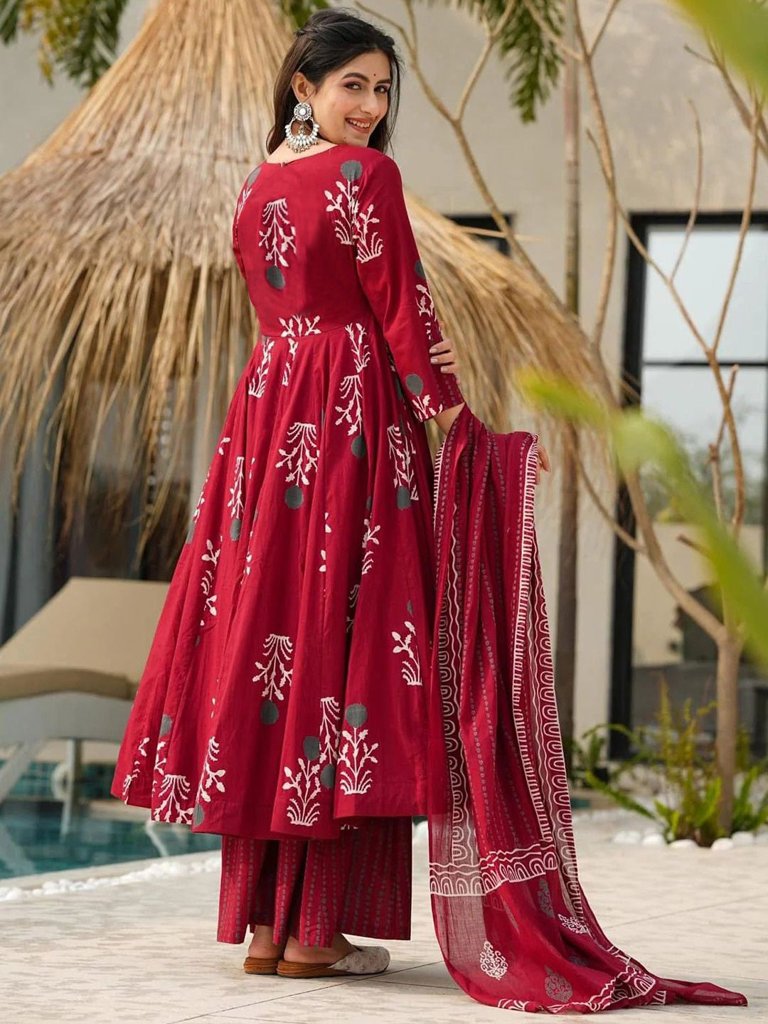 Jyoti Fashion Maroon Rayon Printed Designer Kurta Set With Dupatta - Distacart