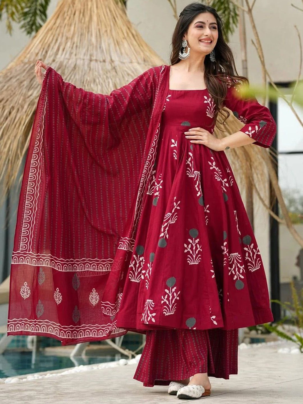 Jyoti Fashion Maroon Rayon Printed Designer Kurta Set With Dupatta - Distacart