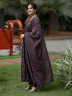 Jyoti Fashion Wine Rayon Printed Designer Kurta Set With Dupatta - Distacart