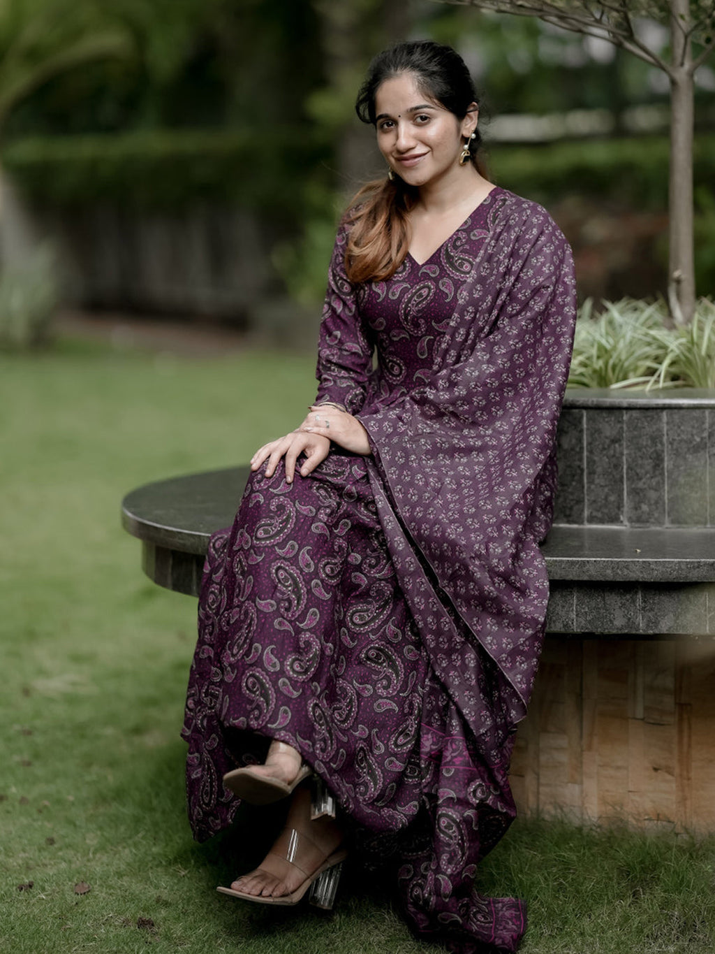 Jyoti Fashion Wine Rayon Printed Designer Kurta Set With Dupatta - Distacart