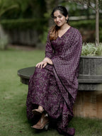 Jyoti Fashion Wine Rayon Printed Designer Kurta Set With Dupatta - Distacart