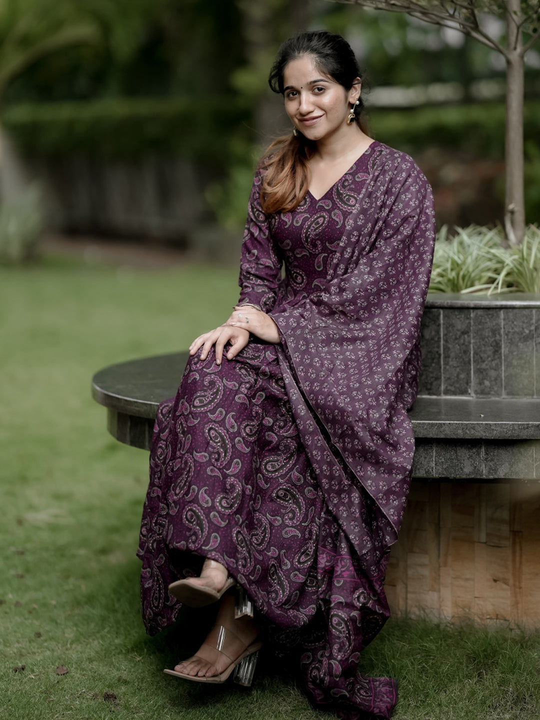 Jyoti Fashion Wine Rayon Printed Designer Kurta Set With Dupatta - Distacart