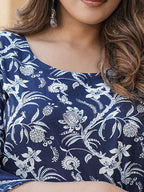 Jyoti Fashion Navy Blue Rayon Printed Designer Kurta Set With Dupatta - Distacart