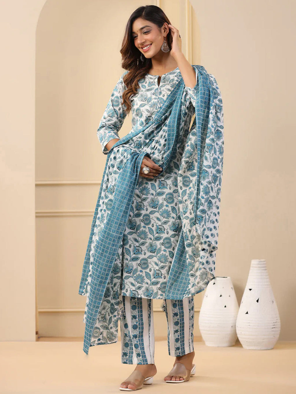 Jyoti Fashion White Rayon Printed Designer Kurta Set With Dupatta - Distacart