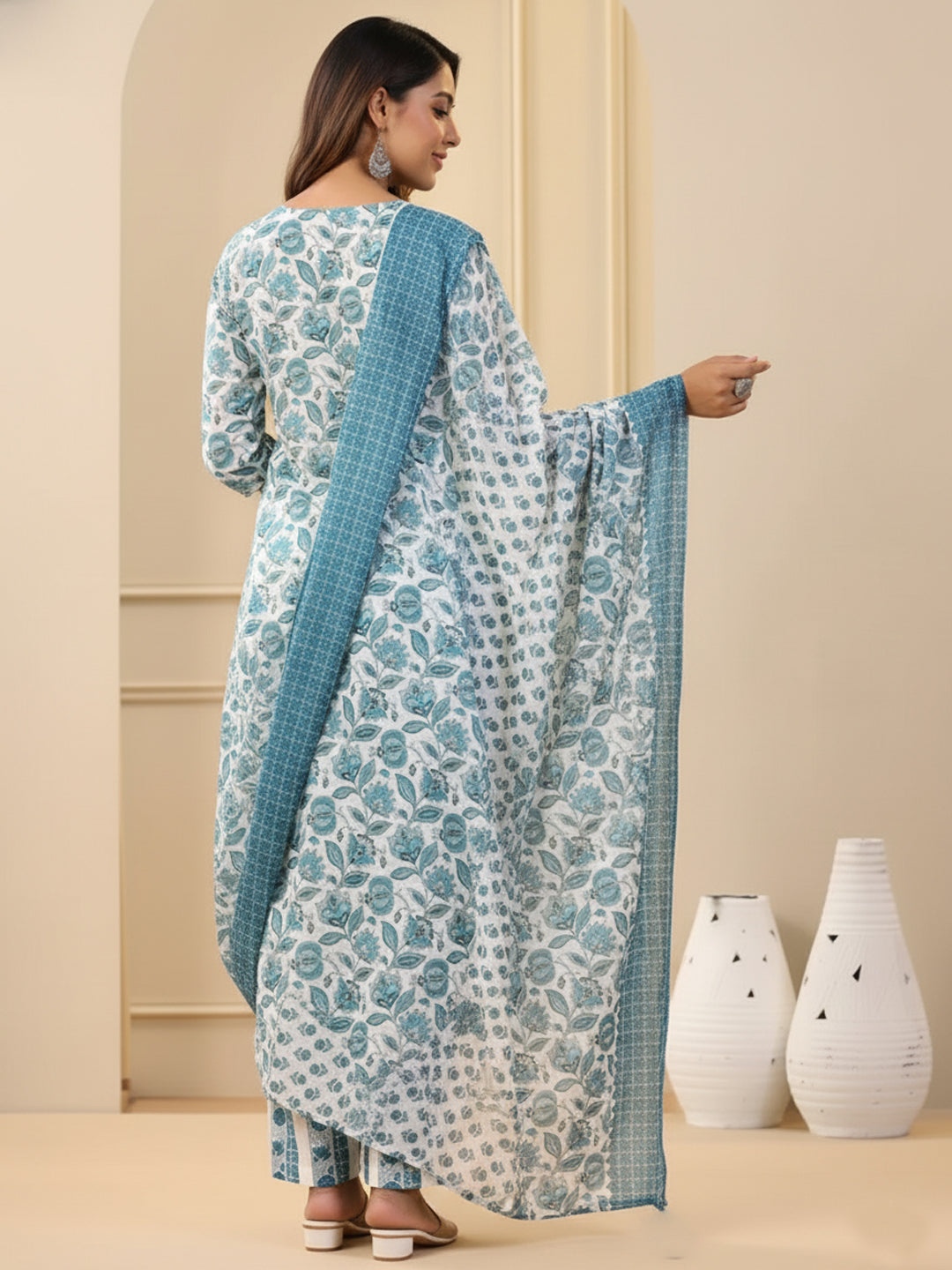 Jyoti Fashion White Rayon Printed Designer Kurta Set With Dupatta - Distacart