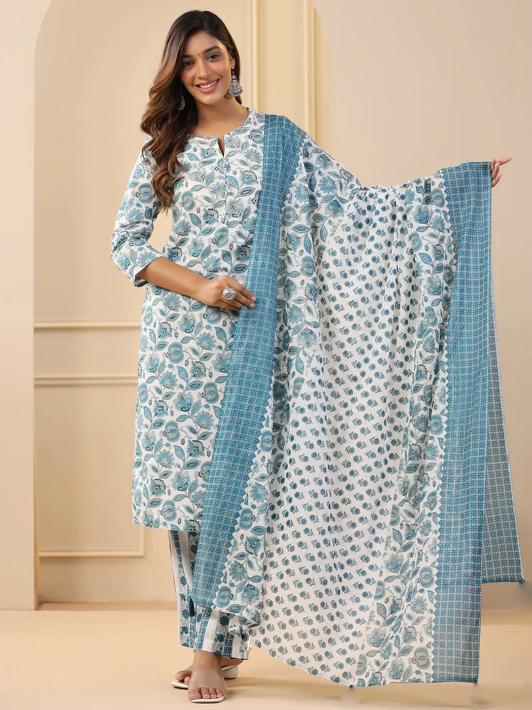 Jyoti Fashion White Rayon Printed Designer Kurta Set With Dupatta - Distacart