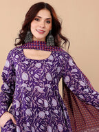 Jyoti Fashion Purple Rayon Printed Designer Kurta Set With Dupatta - Distacart