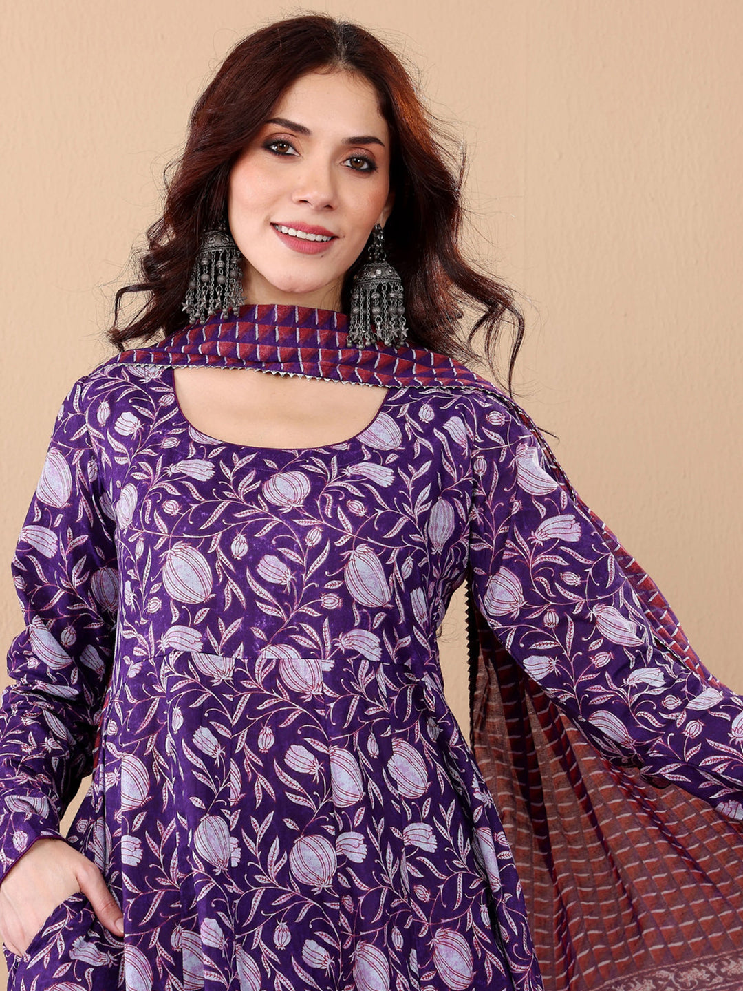 Jyoti Fashion Purple Rayon Printed Designer Kurta Set With Dupatta - Distacart