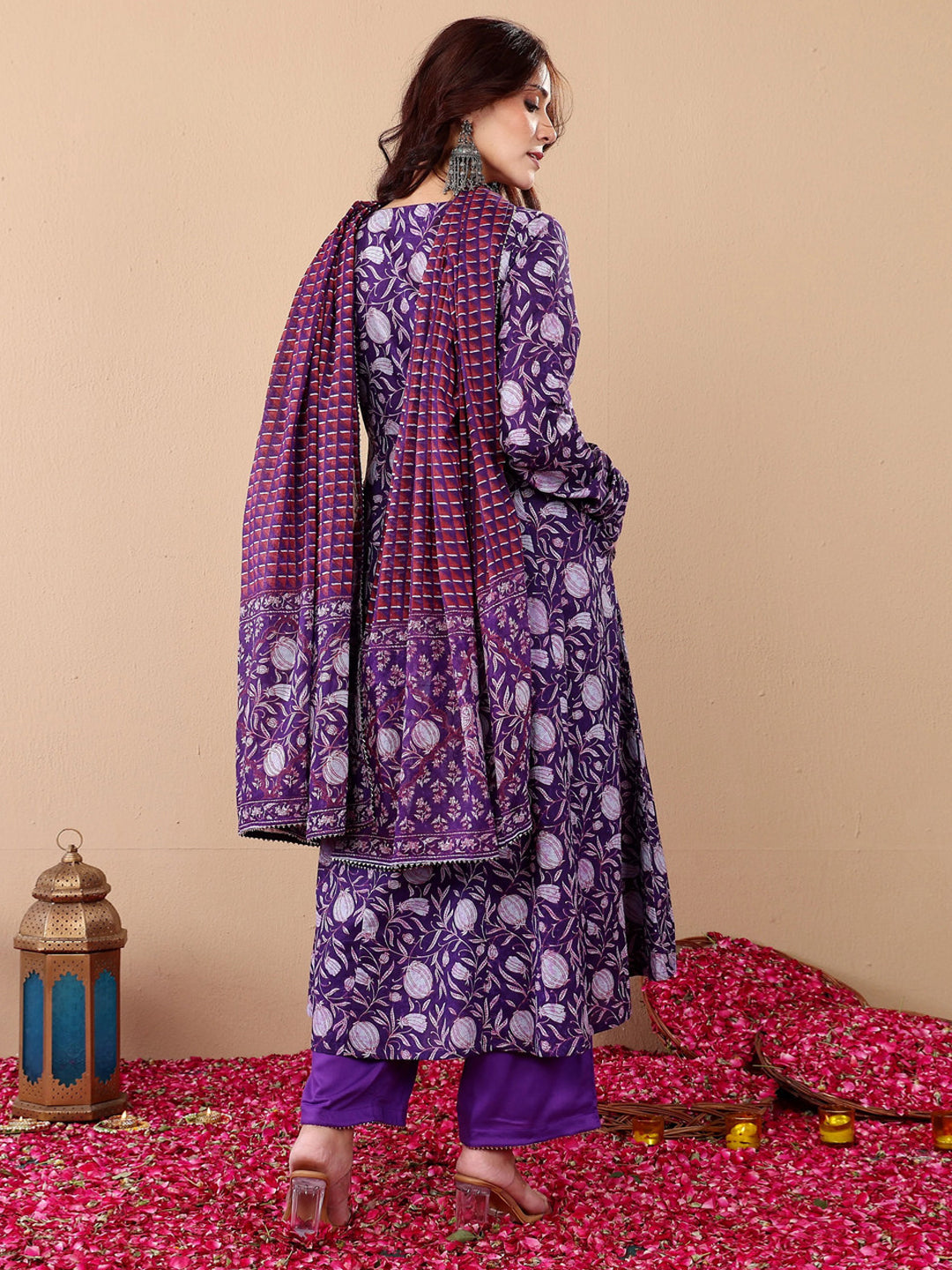 Jyoti Fashion Purple Rayon Printed Designer Kurta Set With Dupatta - Distacart