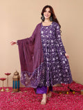 Jyoti Fashion Purple Rayon Printed Designer Kurta Set With Dupatta - Distacart