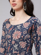 Jyoti Fashion Navy Blue Rayon Printed Designer Kurta Set With Dupatta - Distacart
