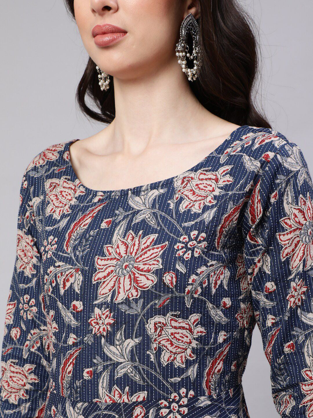 Jyoti Fashion Navy Blue Rayon Printed Designer Kurta Set With Dupatta - Distacart