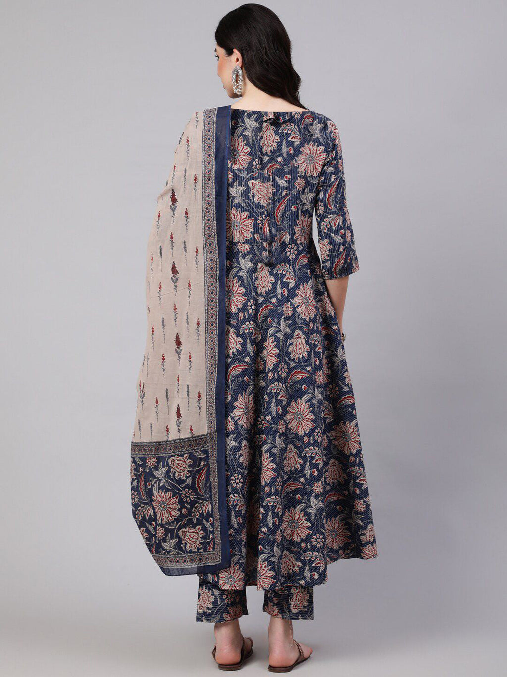 Jyoti Fashion Navy Blue Rayon Printed Designer Kurta Set With Dupatta - Distacart
