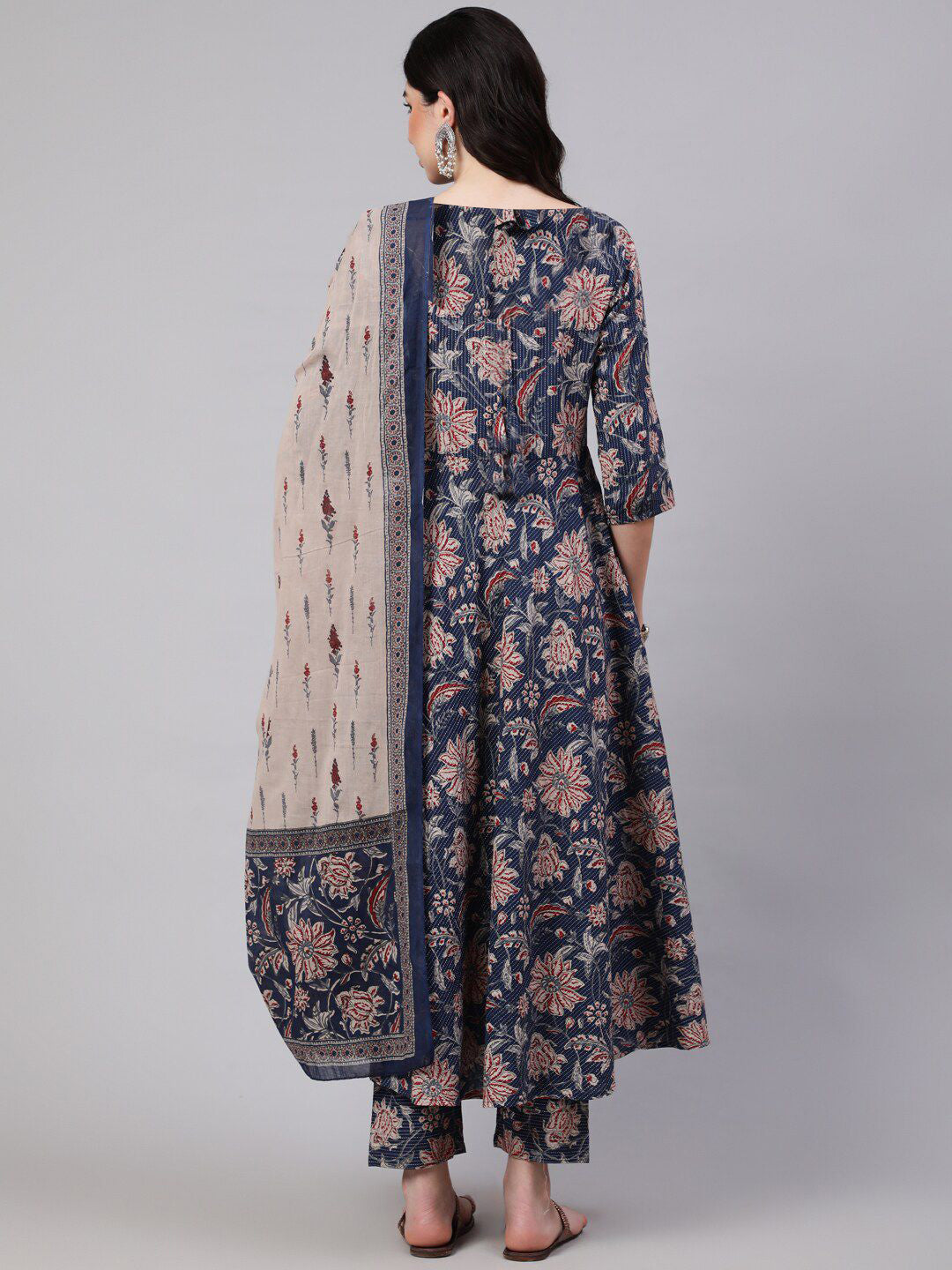Jyoti Fashion Navy Blue Rayon Printed Designer Kurta Set With Dupatta - Distacart