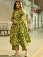 Jyoti Fashion Parrot Rayon Printed Designer Kurta Set With Dupatta - Distacart